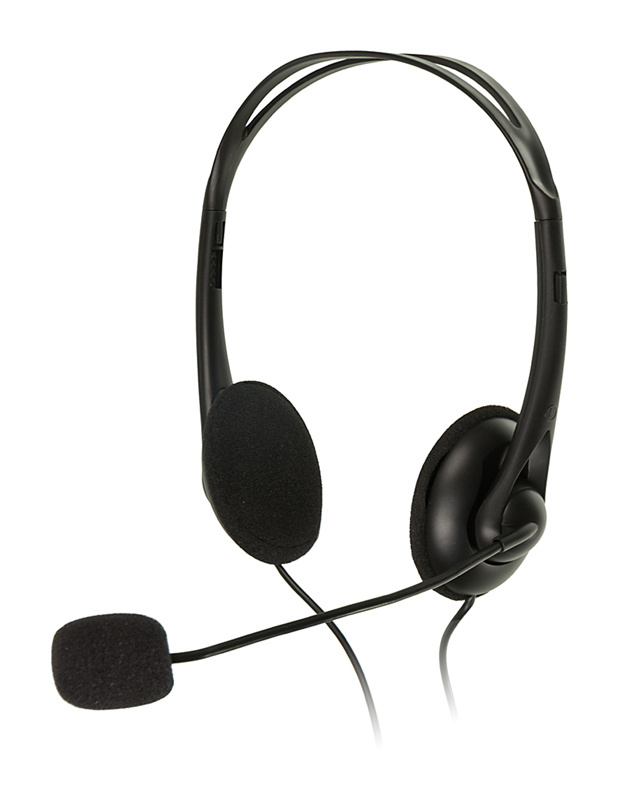 Гарнитура A4Tech HS-6 Black, оголовье с двойной дужкой, регулят. громк.+ выкл. микрофона, 2м кабель