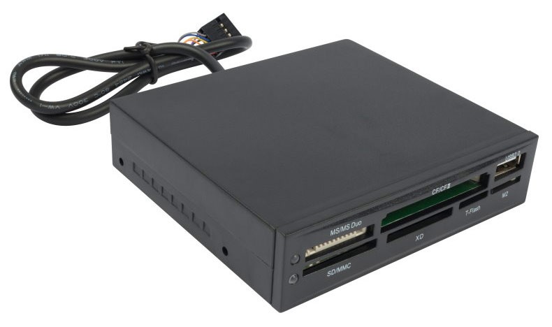 Card reader внутренний 3.5" all-in-1 + USB port Acorp CRIP200B USB2.0 SD/MMC/XD/MS/CF black