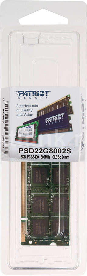SO-DIMM DDR II 2048MB PC-6400 800Mhz Patriot (PSD22G8002S) CL6 1.8V Dual Ranked(16) OEM