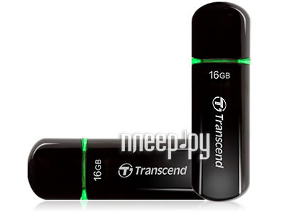 16 Gb Transcend JetFlash 600 TS16GJF600 Black-Green USB2.0 (с колпачком/пластик) Retail