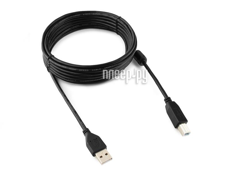 Кабель USB 2.0 PRO Gembird Am-Bm 4.5m (CCF-USB2-AMBM-15) w/ferrite, Gold plated., Black, пакет