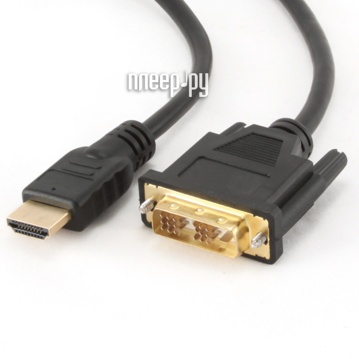 Кабель HDMI- DVI Gembird, 3.0м (CC-HDMI-DVI-10), single link,  позолоченные контакты, Black
