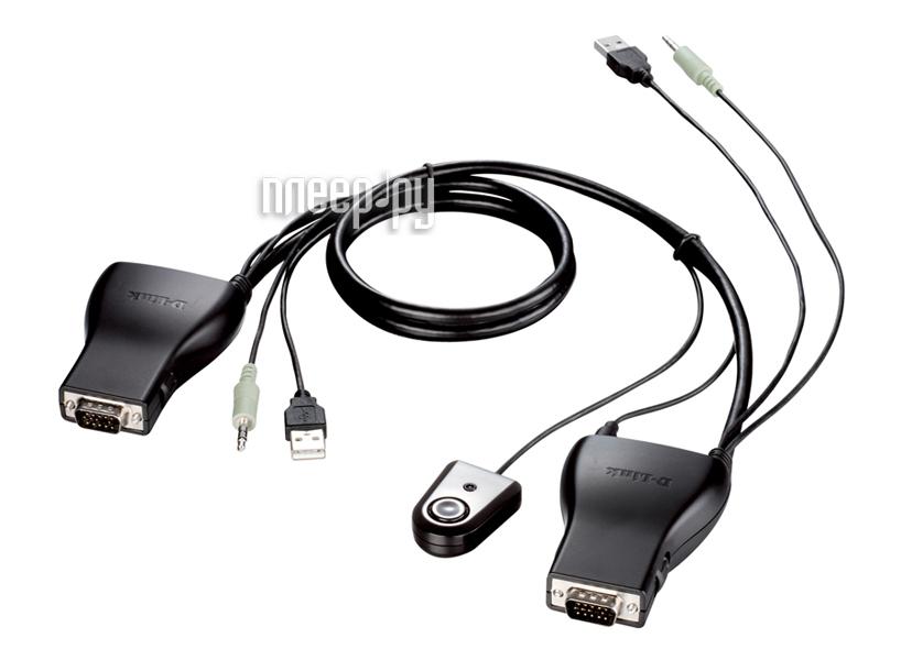 KVM Switch D-Link KVM-221 2-PORT USB (клавиатураUSB+мышьUSB+VGA15pin+Audio +2 кабеля 1.8m) RTL