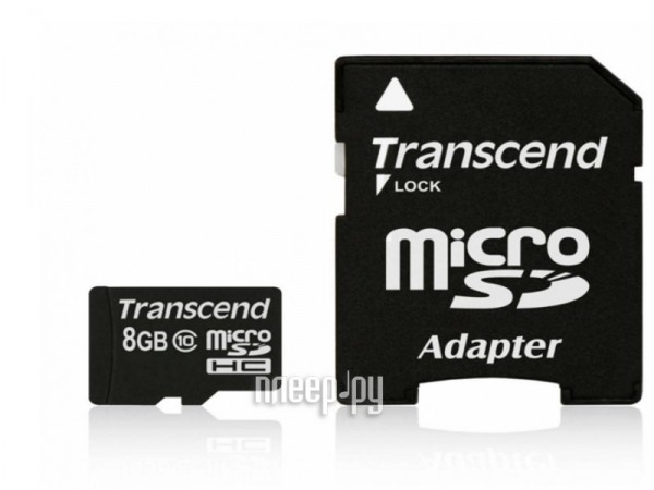 Micro SD 8 Gb Transcend Class 10 (TS8GUSDHC10) (Adapter SD) RTL