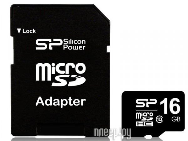 Micro SD 16 Gb Silicon Power Class 10 (SP016GBSTH010V10-SP) (SDadapter) RTL