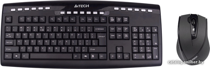 Клавиатура + мышь A4-Tech Wireless 9200F Black V-Track (GR-86+G9-730FX, Кл-ра М/Мед, USB, FM+Мышь)