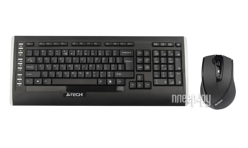 Клавиатура + мышь A4-Tech Wireless 9300F Black V-Track (GR-152+G9-730FX, Кл-ра М/Мед, USB, FM+Мышь)