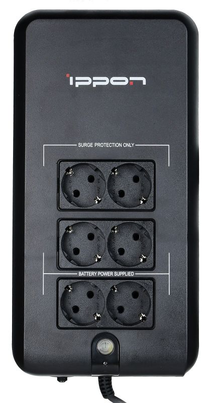 Источник бесперебойного питания Ippon Back Verso 800 Black-Grey (800VA/480W, 4+2 розетки, Защ. телефонной линии)