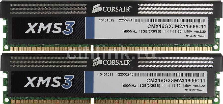 DDR III 16384MB KITof2 PC-12800 1600MHz Corsair XMS3 (CMX16GX3M2A1600C11) 11-11-11-30 RTL