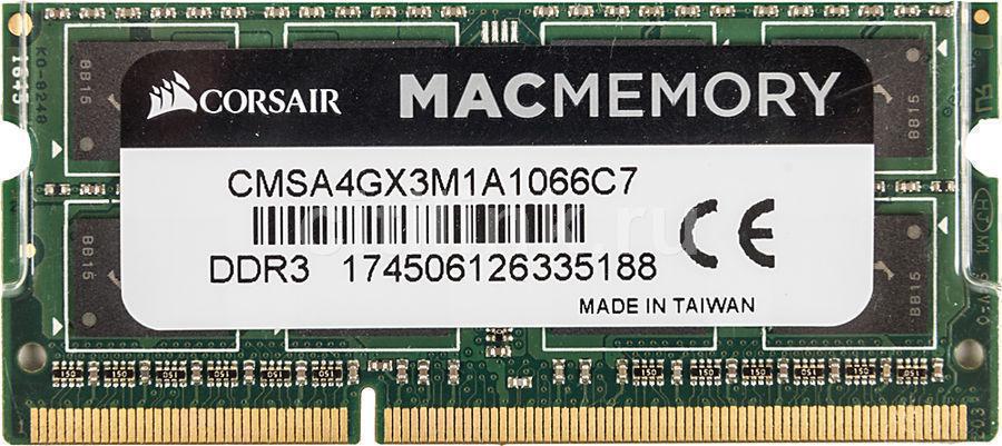 SO-DIMM DDR III 4096MB PC-8500 1066Mhz Corsair MAC Memory (CMSA4GX3M1A1066C7) 7-7-7-20 RTL
