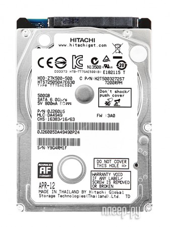 HDD 2,5" SATA Hitachi 500GB Travelstar Z7K500 (HTS725050A7E630) 7200RPM 32Mb 6Gb/s
