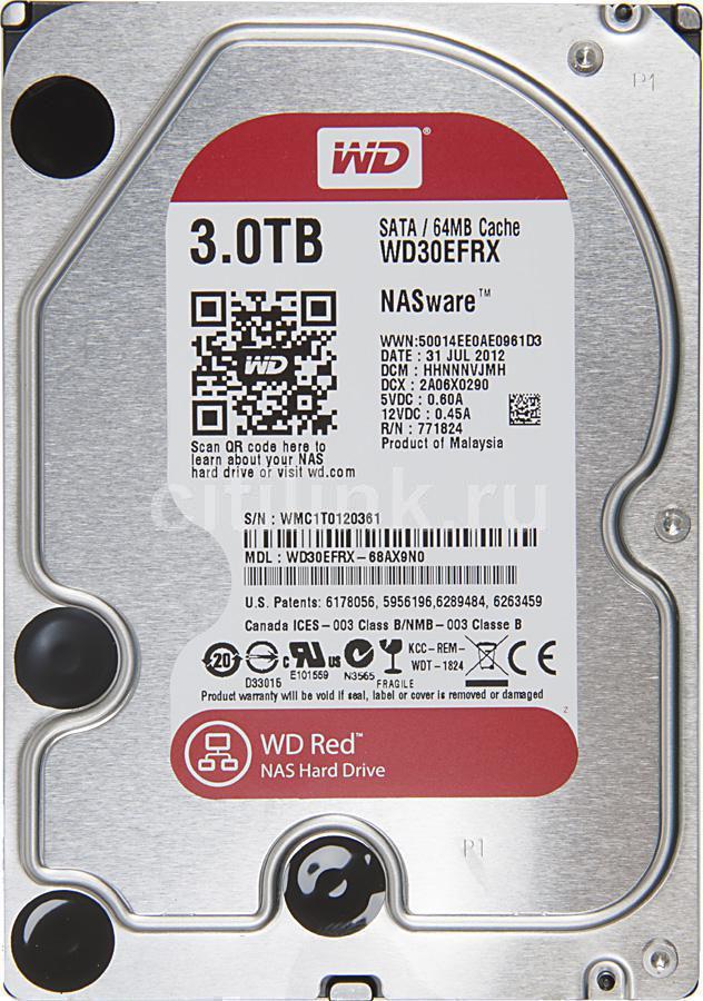 HDD 3.5" SATA-III WD 3TB Red (WD30EFRX) 5400RPM 64Mb 6Gb/s
