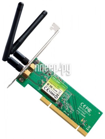 Wireless PCI Adapter 300Mb/s TP-Link (TL-WN851ND) (802.11n, 20 dBM, 2 антенны), RTL