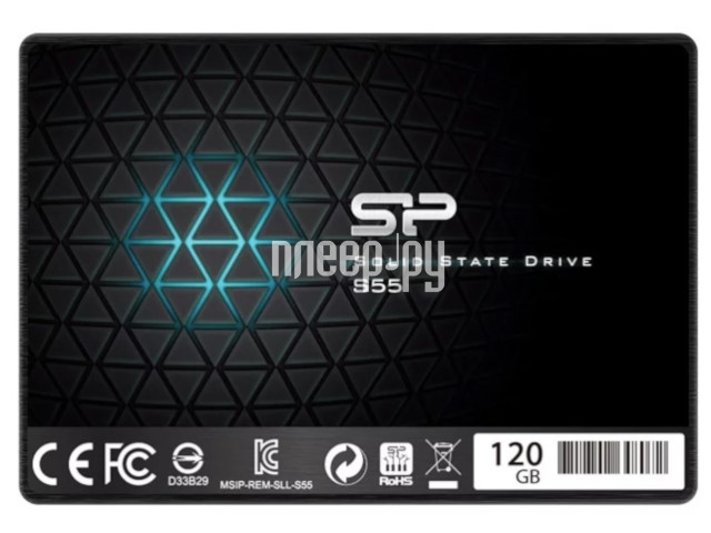 SSD 2,5" SATA-III Silicon Power 120Gb Slim S55 (SP120GBSS3S55S25) (MLC, 475/556 Mb/s, 78000 IOPS) RTL