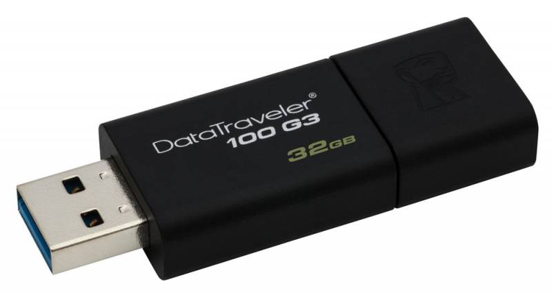 32 Gb USB3.0 Kingston DataTraveler 100 G3 DT100G3/32GB Black (выдвижной/пластик) Retail