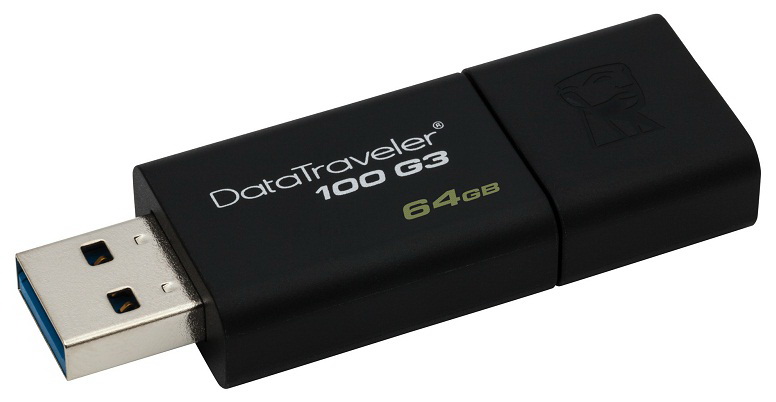 64 Gb USB3.0 Kingston DataTraveler 100 G3 DT100G3/64GB Black (выдвижной/пластик) Retail