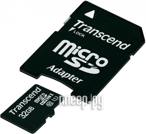 Micro SD 32 Gb Transcend Class 10 U1 TS32GUSDU1 (с адаптером) RTL