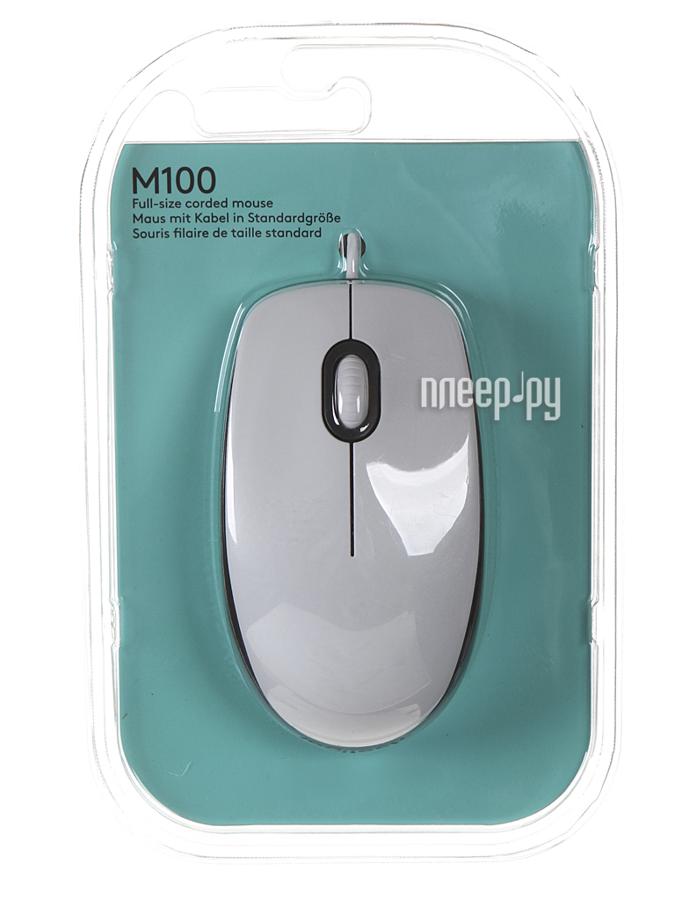 Mouse Logitech M100 (910-001605) Optical Mouse USB, 3btn+Roll, White RTL