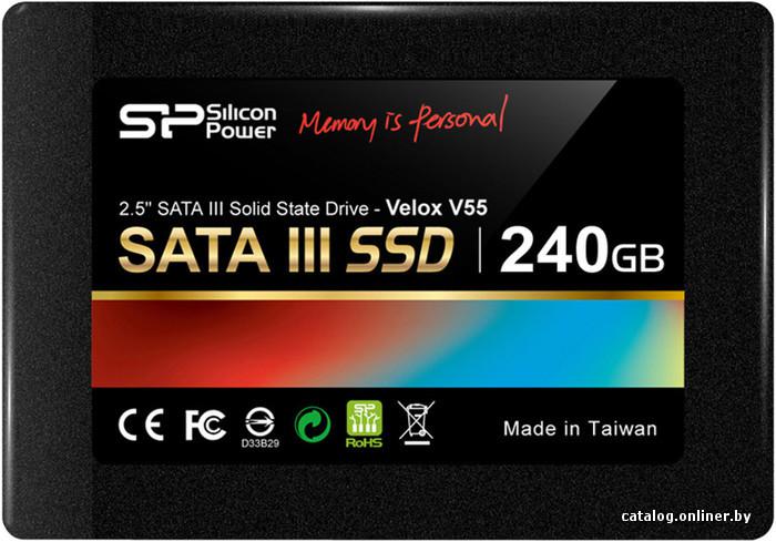 SSD 2,5" SATA-III Silicon Power 240Gb Velox V55 (SP240GBSS3V55S25) (MLC, 440/550 Mb/s, 80000 IOPS) RTL