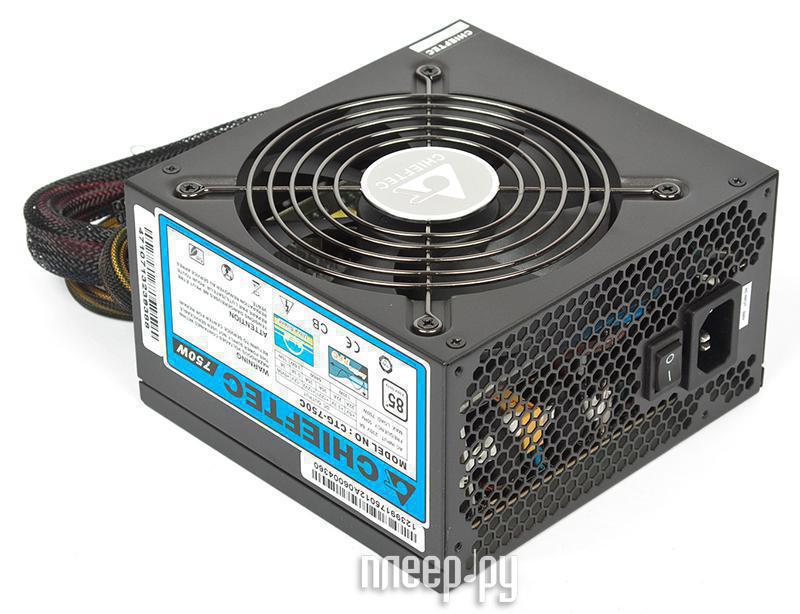 БП Chieftec A-80 750W CTG-750C (ATX 2.3, 24+8-pin, 2x6/8-pin, 4xHDD, 2xFDD, 6xSATA, 120mm, APFC, 80+, Cable Management) RTL