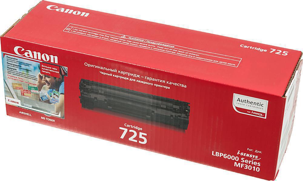 Картридж Canon 725 для Canon i-SENSYS MF3010, LBP6000 Series (Чёрный. 1600 страниц) Оригинал 3484B005