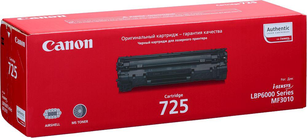 Картридж Canon 725 для Canon i-SENSYS MF3010, LBP6000 Series (Чёрный. 1600 страниц) Оригинал 3484B005