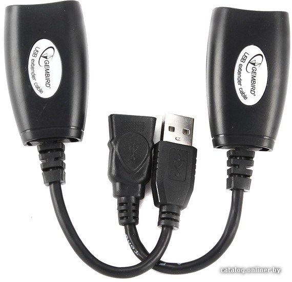 Удлинитель USB2.0 по витой паре Gembird/Cablexpert UAE-30M, AM-AF/RJ45Fx2