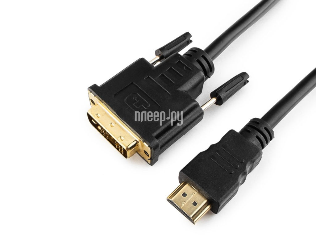 Кабель HDMI- DVI Gembird, 0.5м (CC-HDMI-DVI-0.5M), single link, позолоченные контакты, Black