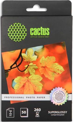 Фотобумага Cactus CS-HGA626050 10x15см 50 листов 260 г/м2 суперглянцевая для струйной печати