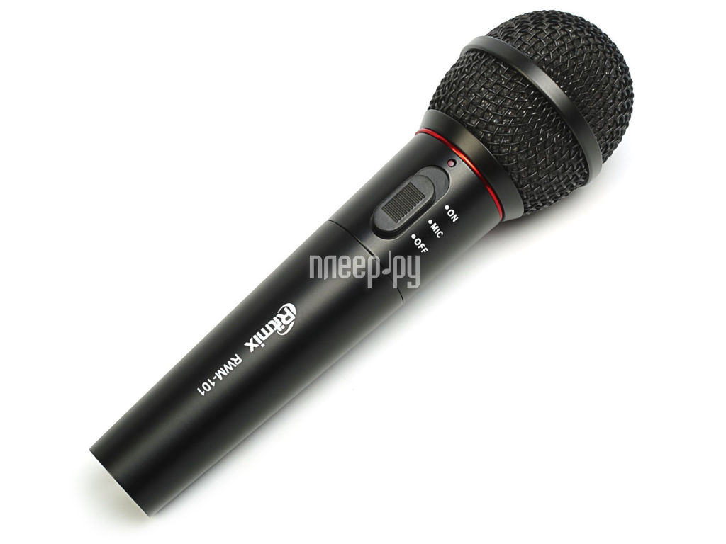 Микрофон RITMIX RWM-101 black (динамический, ручной, направленность: узконаправленный, 100-10000 Гц, 85 дБ, 30 м, 6.3 мм)