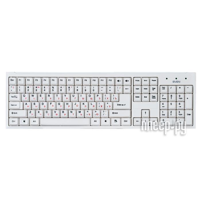Клавиатура Sven Standard 303 White (USB, 104кл. + 2кл. управления звуком)