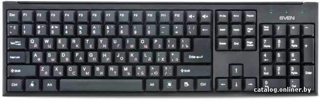 Клавиатура Sven Standard 303 Black (USB+PS/2, 104 кл. + 2кл. управления звуком)