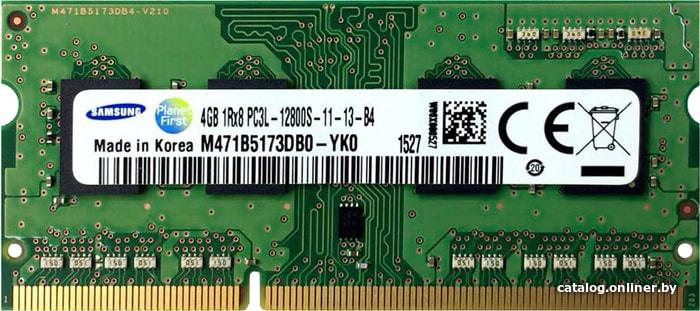SO-DIMM DDR III 4096MB PC-12800 1600Mhz Samsung Original (M471B5173DB0-YK0) Dual Ranked OEM