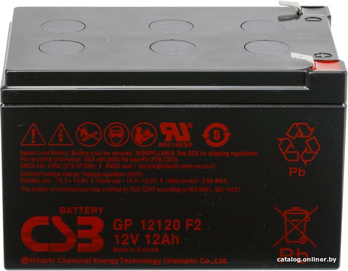 UPS Аккумулятор  CSB GP 12120 12V/12Ah 151/98/101, 3.75кг,(в кор. 6шт.), F2