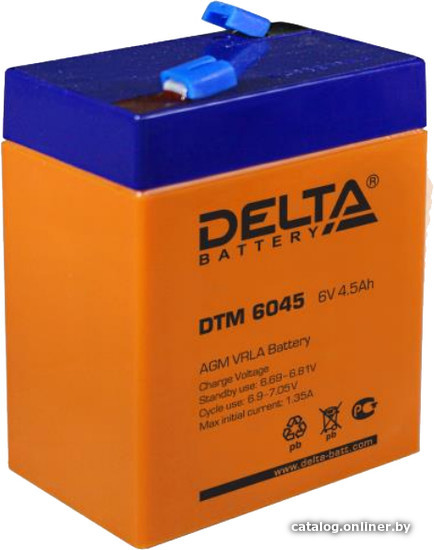 UPS Аккумулятор Delta DTM 6045 6V/4.5Ah  70/47/107, 0.78кг,  F1