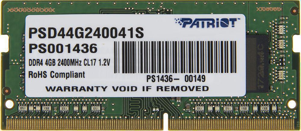 SO-DIMM DDR4 4GB PC-19200 2400MHz Patriot (PSD44G240041S) CL17 1.2V