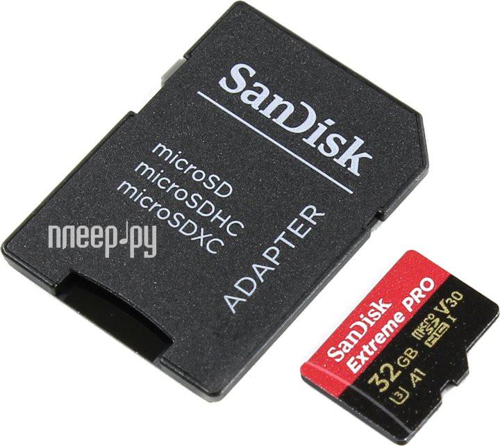 Micro SD 32 Gb SanDisk Extreme Pro (SDSQXCG-032G-GN6MA) UHS-II U3 V30 Class10 + адаптер RTL