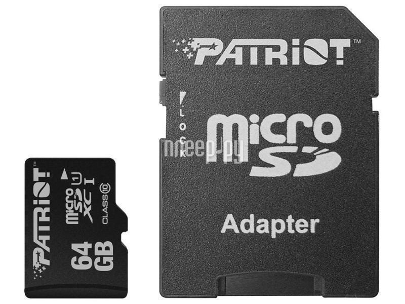 Micro SD 64 Gb Patriot LX Series Class 10 (PSF64GMCSDXC10) + adapter