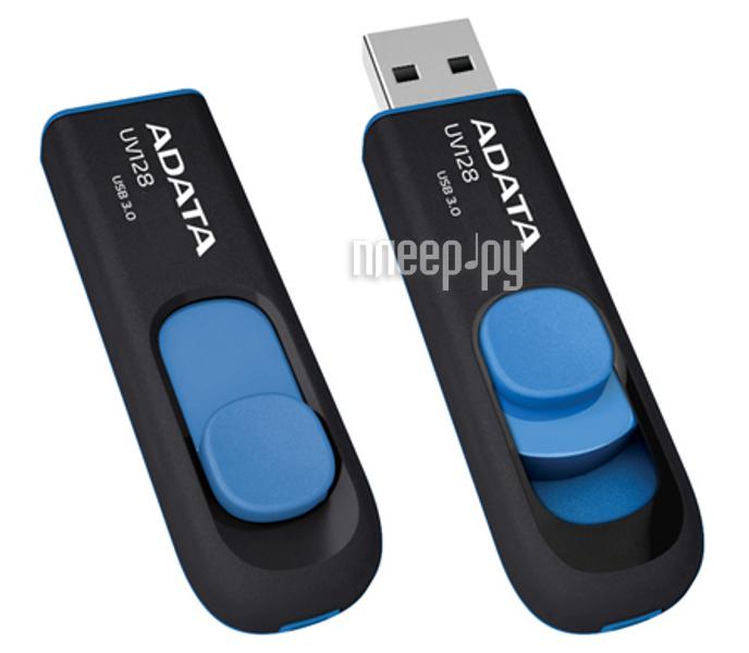 64 Gb USB3.0 A-Data DashDrive UV128 (AUV128-64G-RBE), Black-Blue
