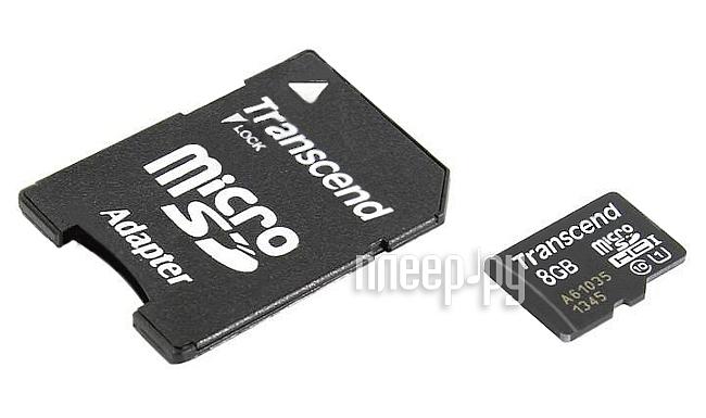 Micro SD 8 Gb Transcend Class 10 TS8GUSDU1 (Adapter SD) RTL
