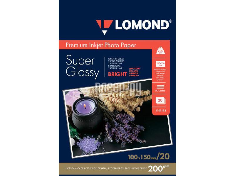 Бумага Lomond 1101113 (A6, 10x15см, 20 листов, 200 г/м2) бумага фото суперглянцевая