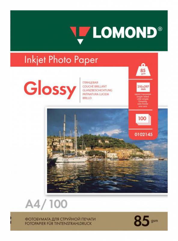 Бумага Lomond 0102145 (A4, 100 листов, 85 г/м2) бумага глянцевая односторонняя