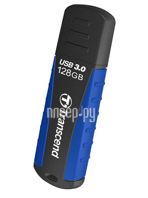 128 Gb USB3.0 Transcend JetFlash 810 TS128GJF810 Black/Blue (с колпачком/резина) Retail
