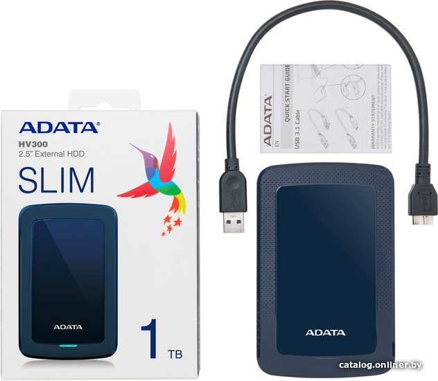 External HDD 2.5" USB3.1 A-Data 2TB HV300 (AHV300-2TU31-CBL) Blue RTL