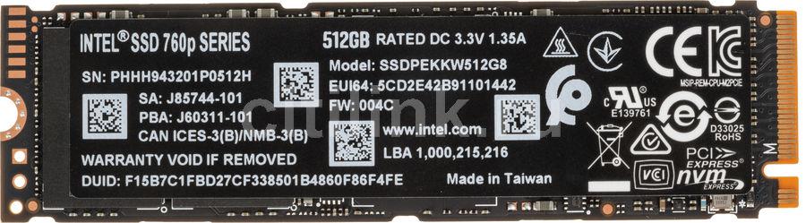 SSD M.2 Intel 512Gb 760P Series (SSDPEKKW512G801)