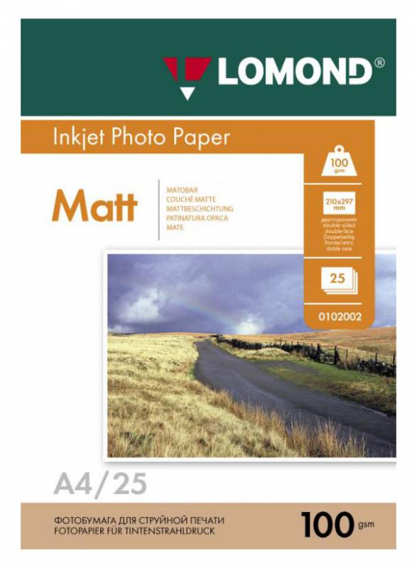 Бумага Lomond 0102038 (A4, 25 листов, 100 г/м2) бумага матовая двусторонняя