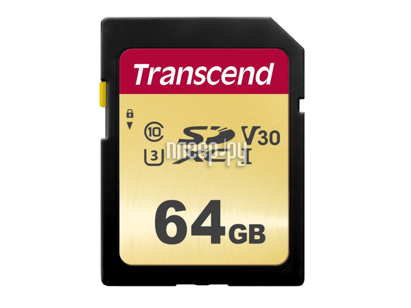 SD 64 Gb Transcend Class 10 SDXC UHS-I U3 (TS64GSDC500S) RTL