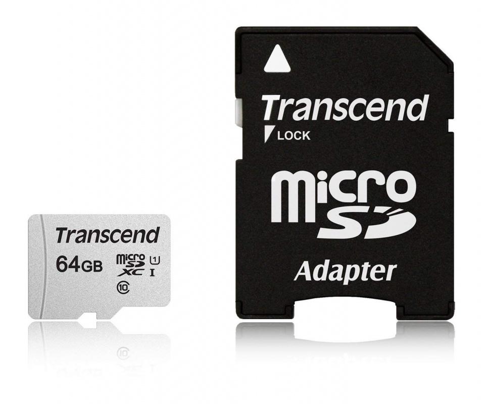 Micro SD 64 Gb Transcend Class 10 UHS-1 TS64GUSD300S-A (Adapter SD) RTL