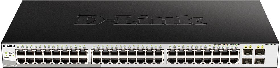 Switch Gigabit D-Link DGS-1210-52/ME/B1A, WebSmart коммутатор с 48 портами 10/100/1000Base-T + 4 портами SFP и функцией энергосбережения