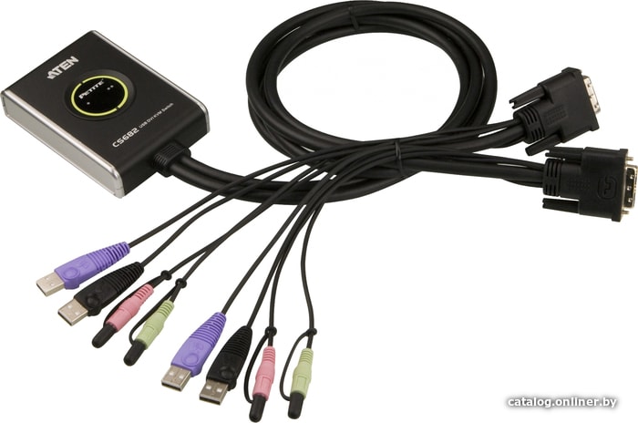 KVM-переключатель ATEN CS682-AT, USB, 2 порта DVI (кабели встроены)